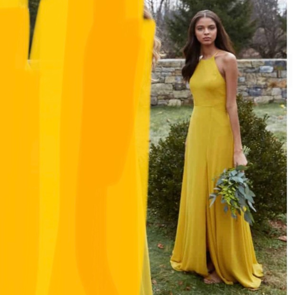 JENNY YOO Collection mustard gold long dress, Size 4, NWOT